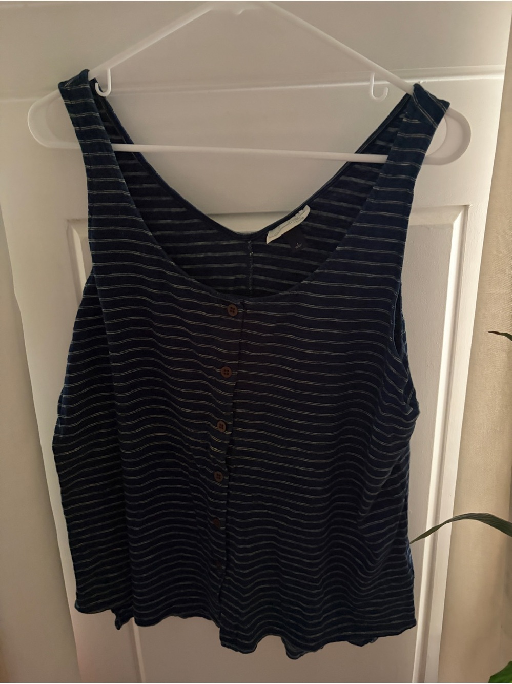 Universal Thread Navy Blue Gray Striped Blouse Size L